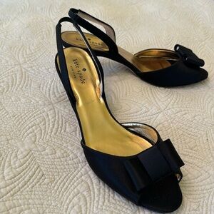 Black Satin Bow Kate Spade evening Sandals size 9.5